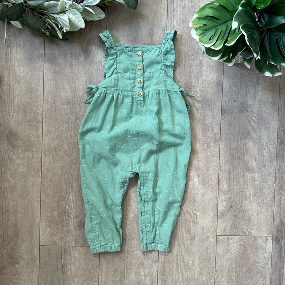 Cat & Jack Boho Muslim Romper One-Piece 12 Months Baby Girl Green Jumpsuit - Picture 2 of 16